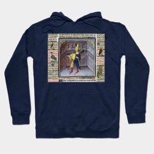 JESTER HOLDING OWL MEDIEVAL MINIATURE MANUSCRIPT Hoodie